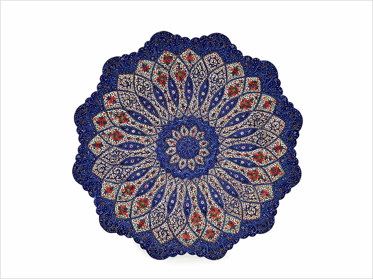Persian Enamel Decorative Plate - 20 cm - Oriental Garden