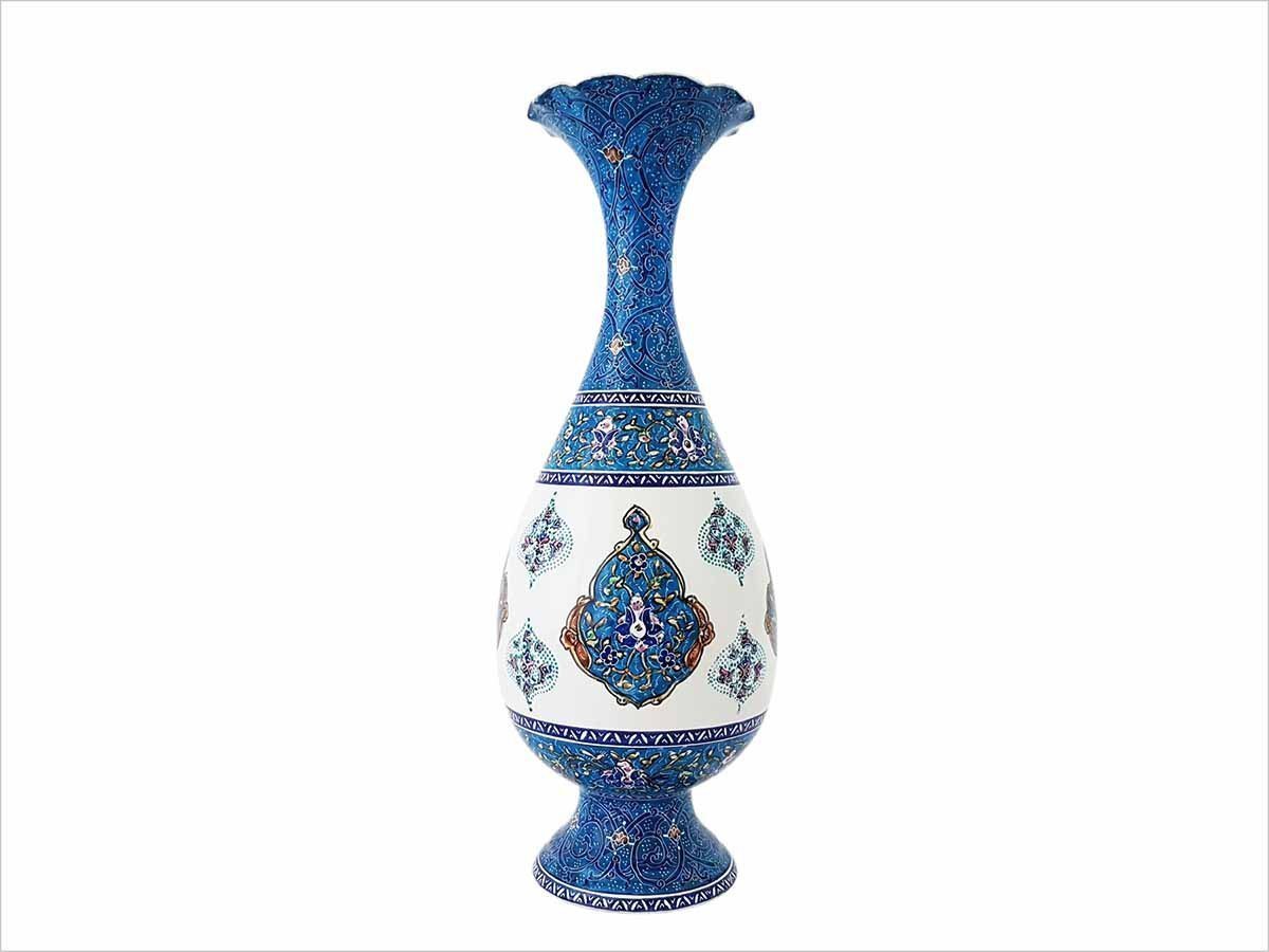 25 cm Minakari Table Vase, handcrafted in Isfahan, adorned with the revered 'Torajn' design, symbolizing Persian bergamot legend.