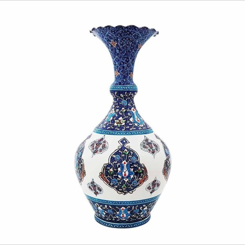 22 cm Persian Enamel Vase Toranj with intricate Minakari designs, reflecting the rich heritage of Isfahan's craftsmanship.
