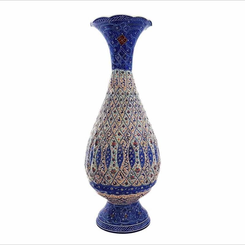 25 cm Shop Persian Decorative Vase with intricate Minakari patterns and rich hues.