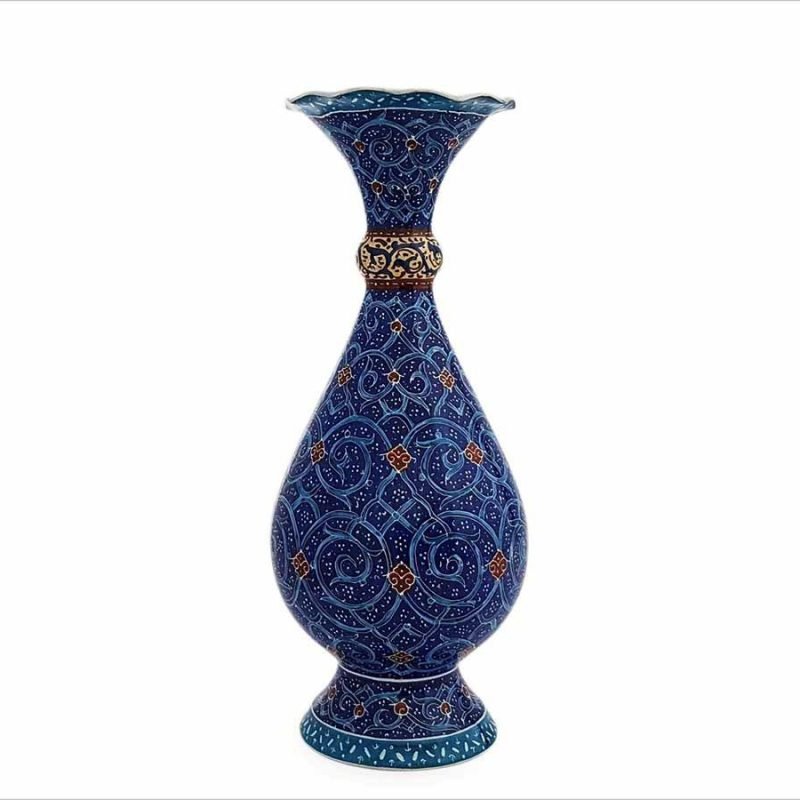 20 cm handcrafted Minakari Decorative Table Vase showcasing intricate Persian enamel patterns.