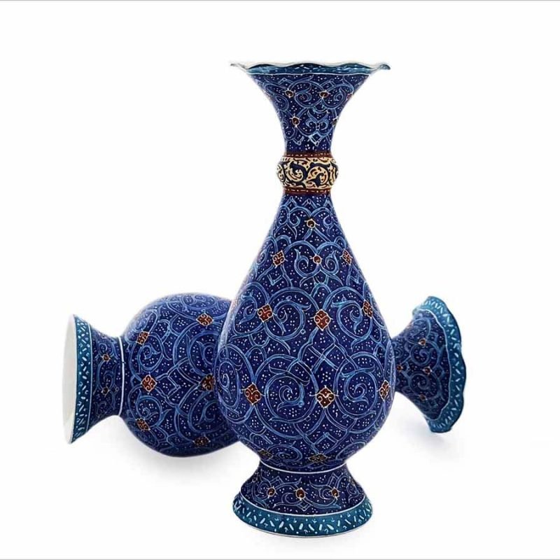 20 cm handcrafted Minakari Decorative Table Vase showcasing intricate Persian enamel patterns.