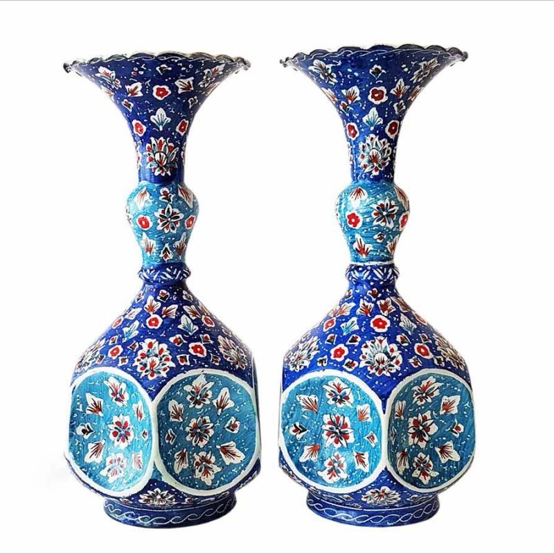 Handcrafted 22 cm Minakari Decorative Vase showcasing intricate floral patterns from Isfahan