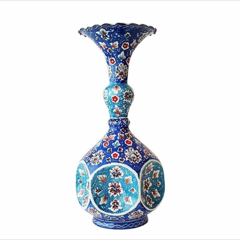 Handcrafted 22 cm Minakari Decorative Vase showcasing intricate floral patterns from Isfahan