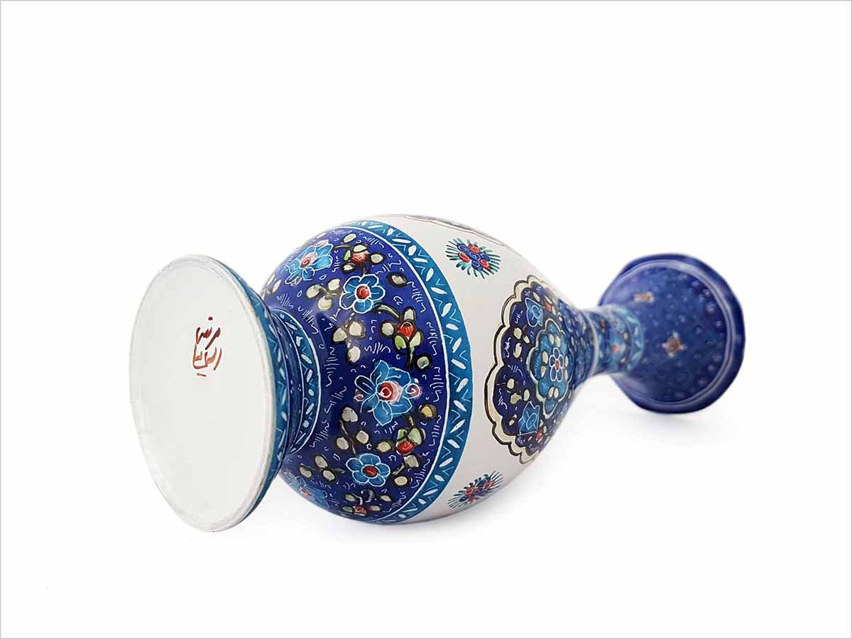 Close-up of a 16 cm Minakari Decorative Table Vase showcasing intricate Persian designs and flawless artistry.