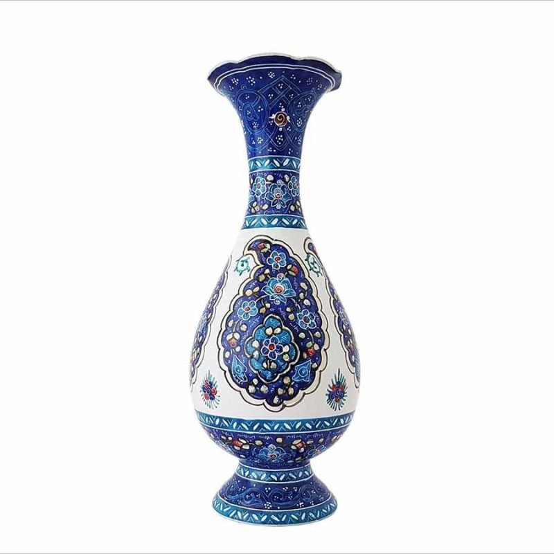 Close-up of a 16 cm Minakari Decorative Table Vase showcasing intricate Persian designs and flawless artistry.