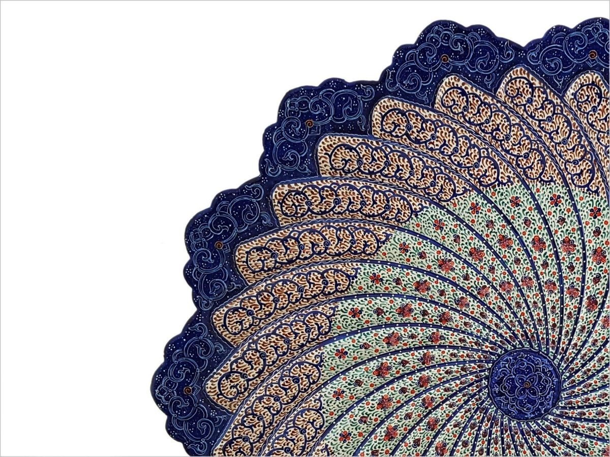 Persian Enamel Decorative Plate - 30 cm - Vortex Floral - Image 2