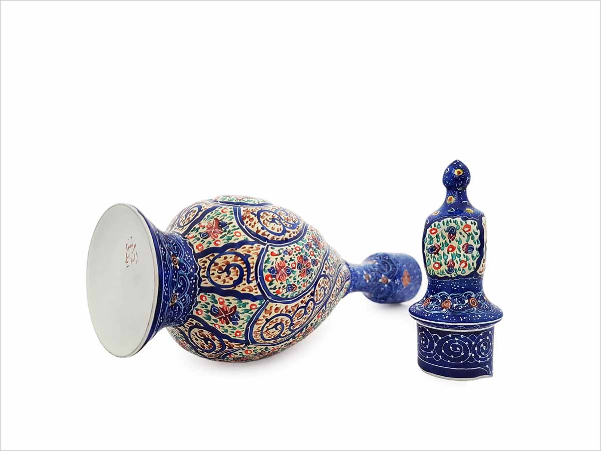 Persian Enamel Wine Decanter - Spiral Floral - Image 4