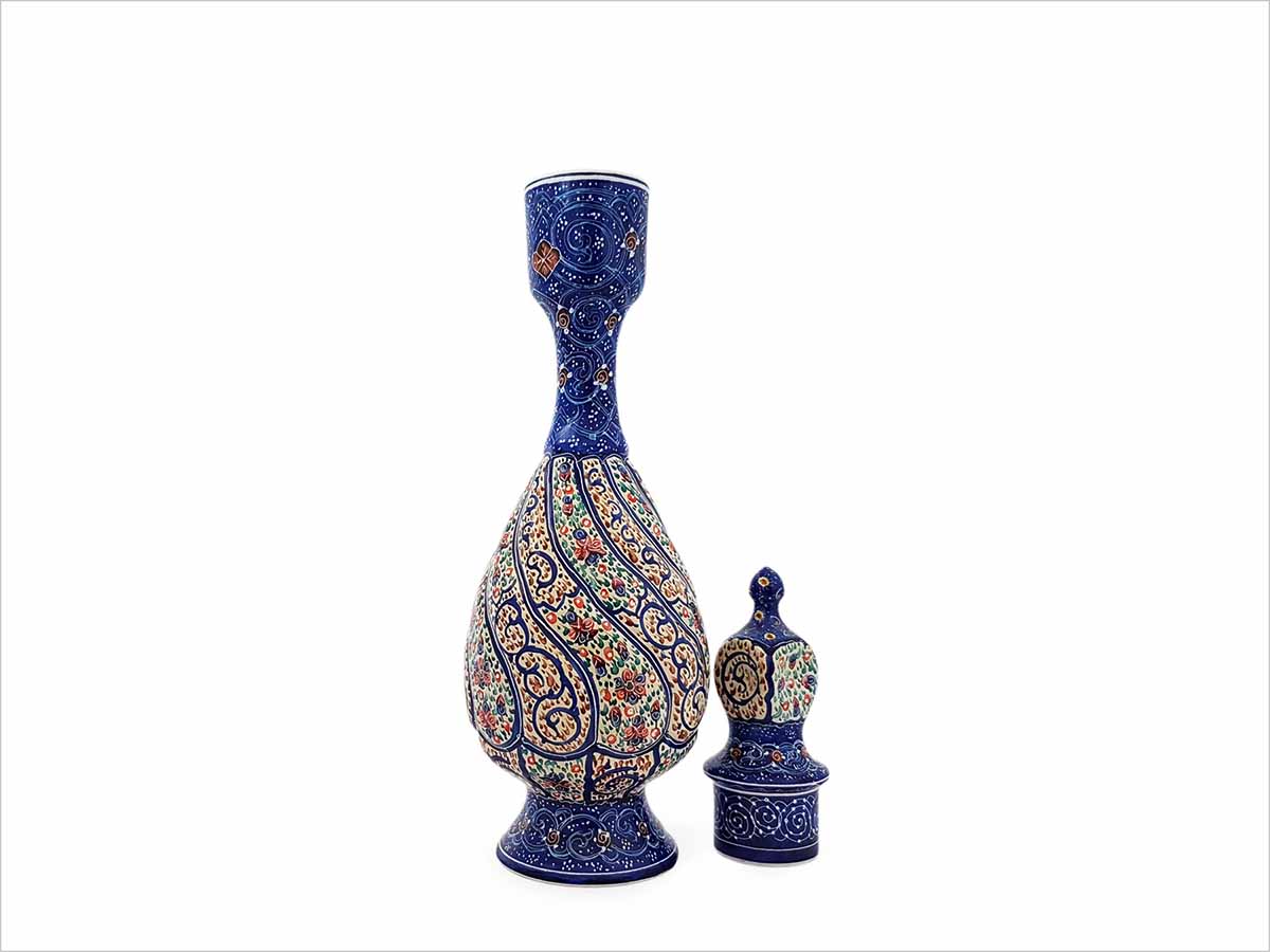 Persian Enamel Wine Decanter - Spiral Floral - Image 2