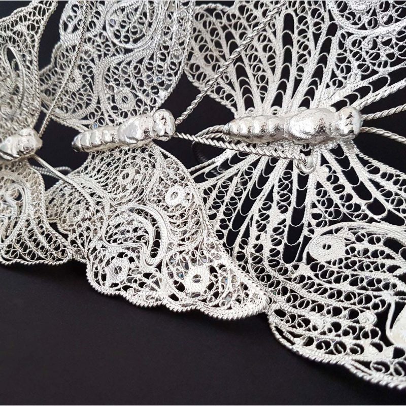 Persian Filigree Butterflies crafted in silver-coated copper.