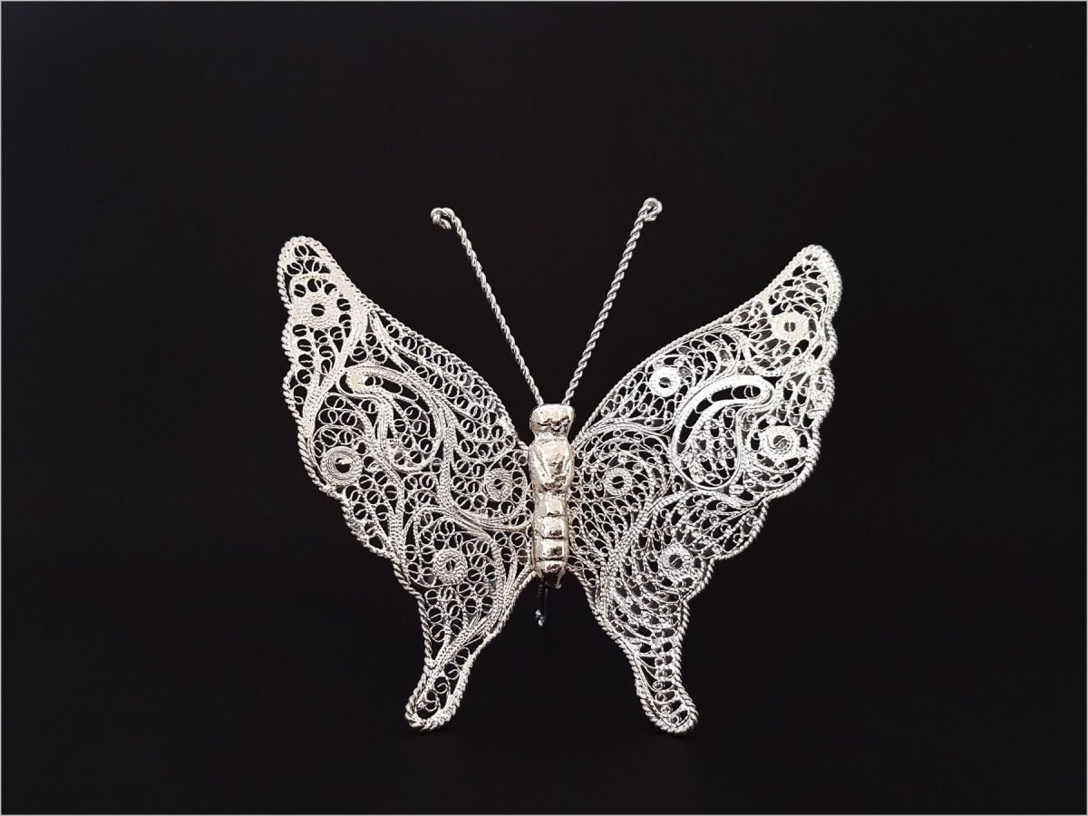 Persian Filigree Butterflies crafted in silver-coated copper.