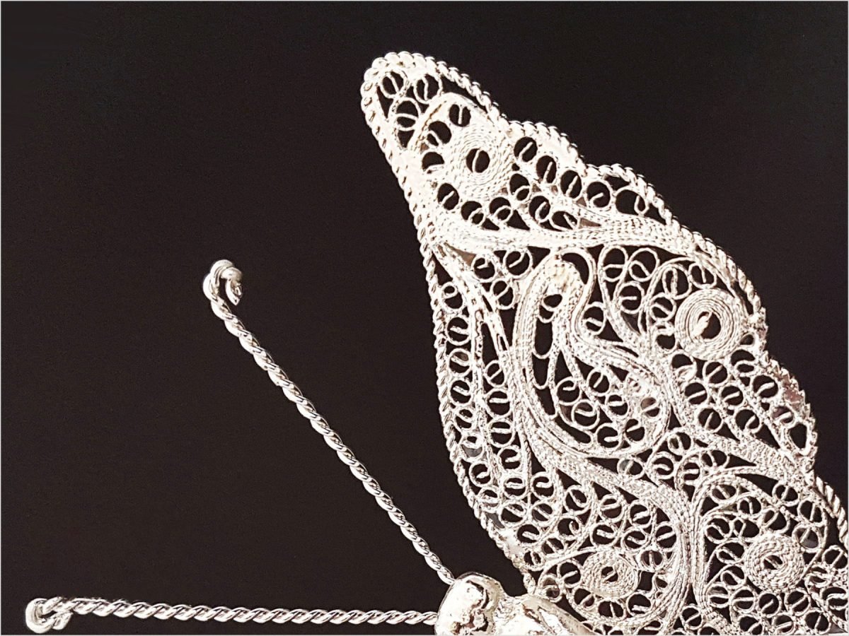 Persian Filigree Butterflies crafted in silver-coated copper.