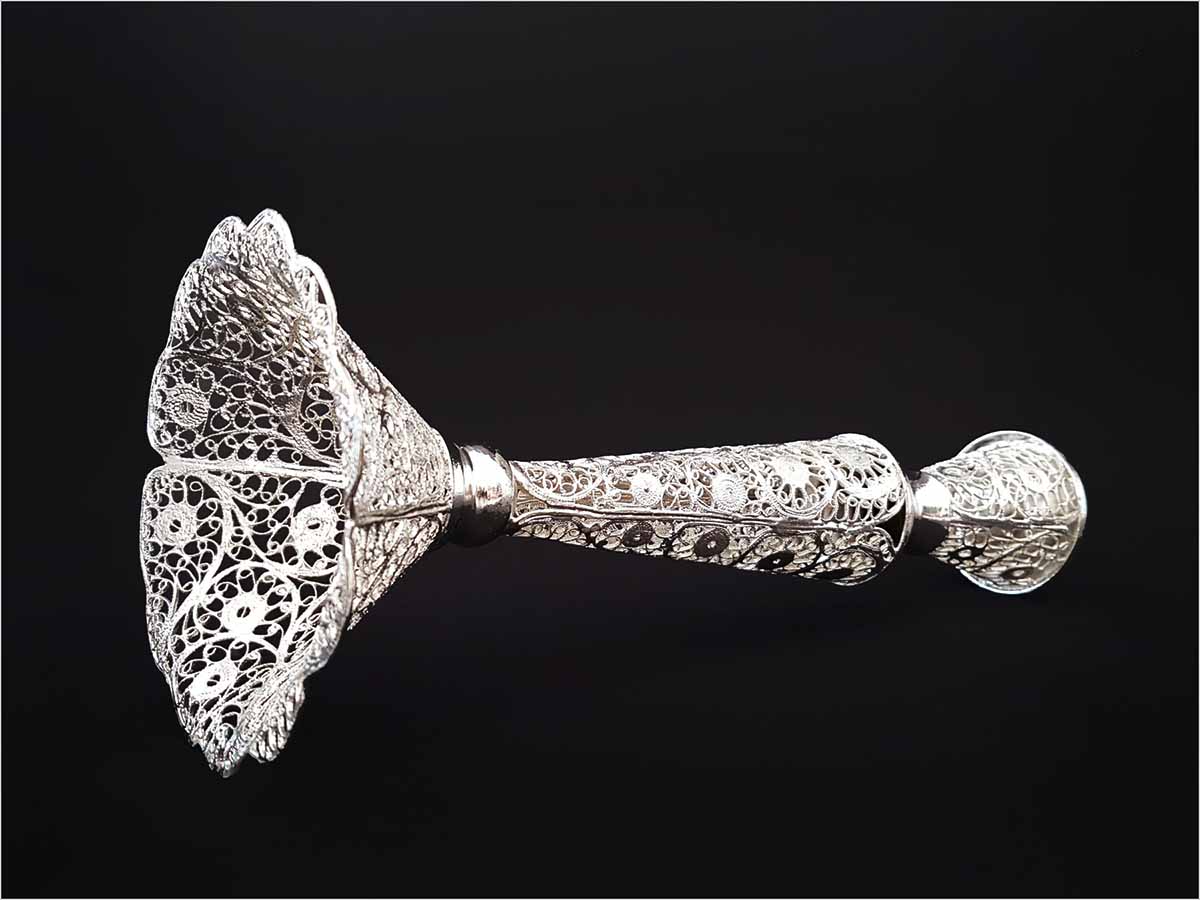 Silver-coated Persian Filigree Candlestick from Isfahan
