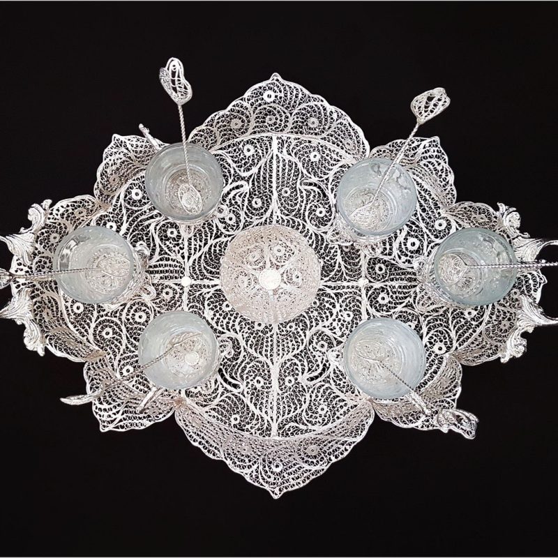 Luxury Persian Filigree Teaware set handcrafted in Isfahan