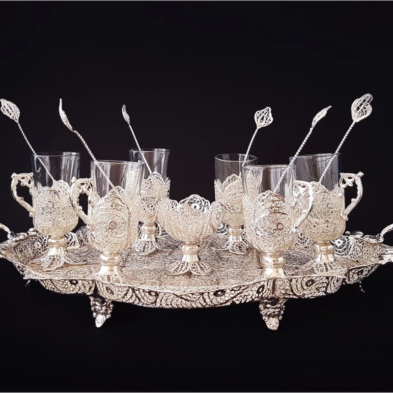 Luxury Persian Filigree Teaware set handcrafted in Isfahan