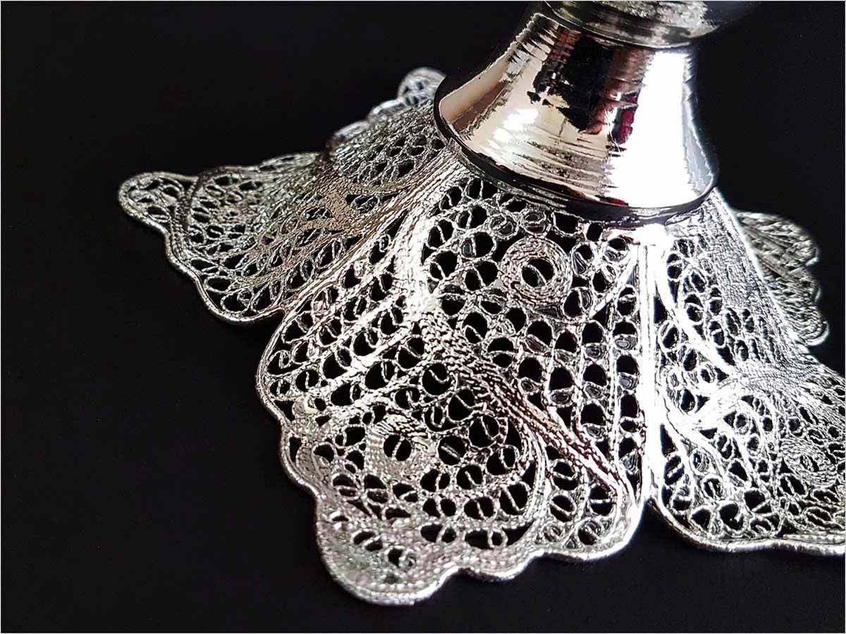 Elegant silver-coated filigree fruit bowl by Craftestan, a celebration of Isfahani heritage