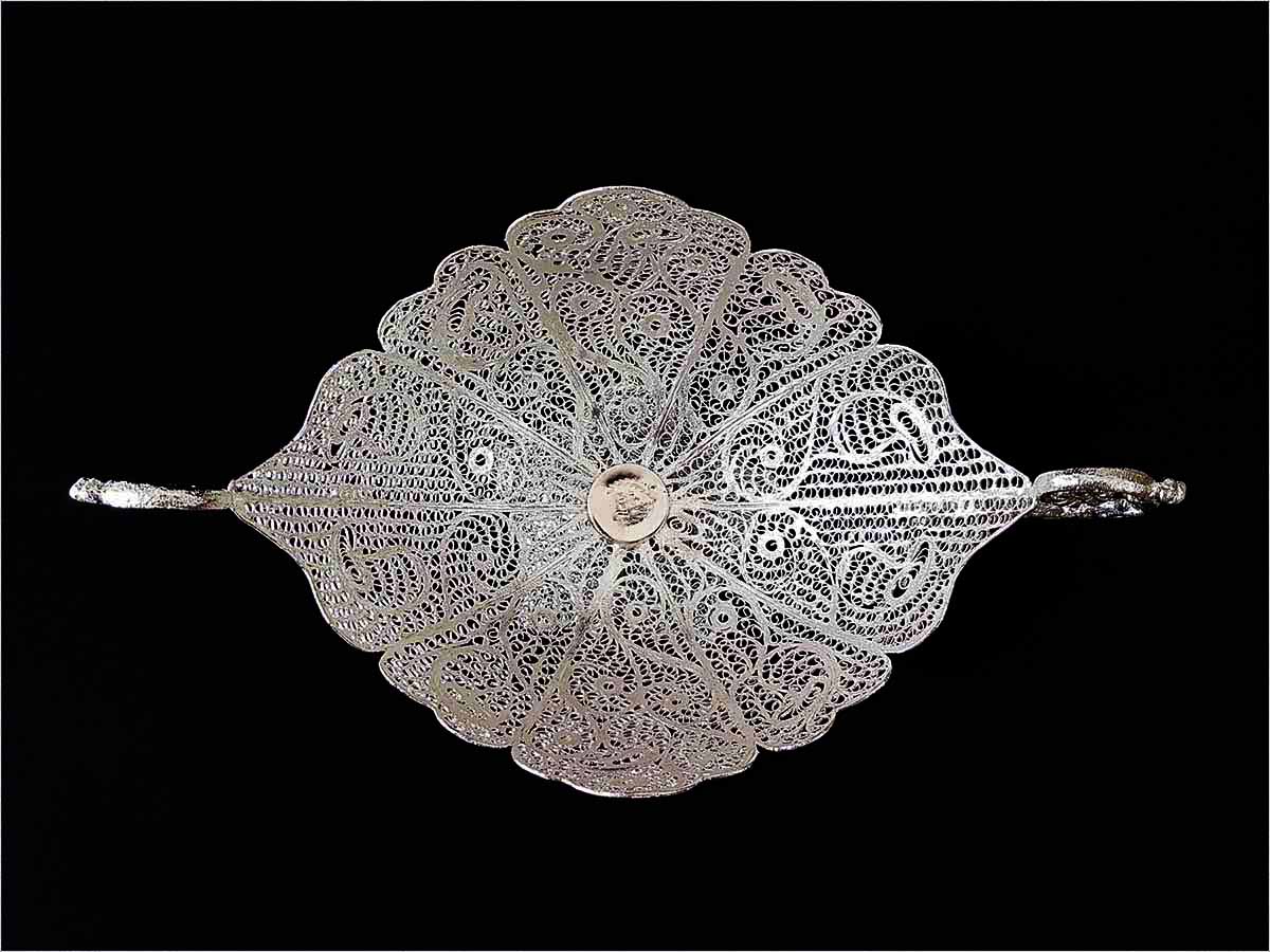 Elegant silver-coated filigree fruit bowl by Craftestan, a celebration of Isfahani heritage
