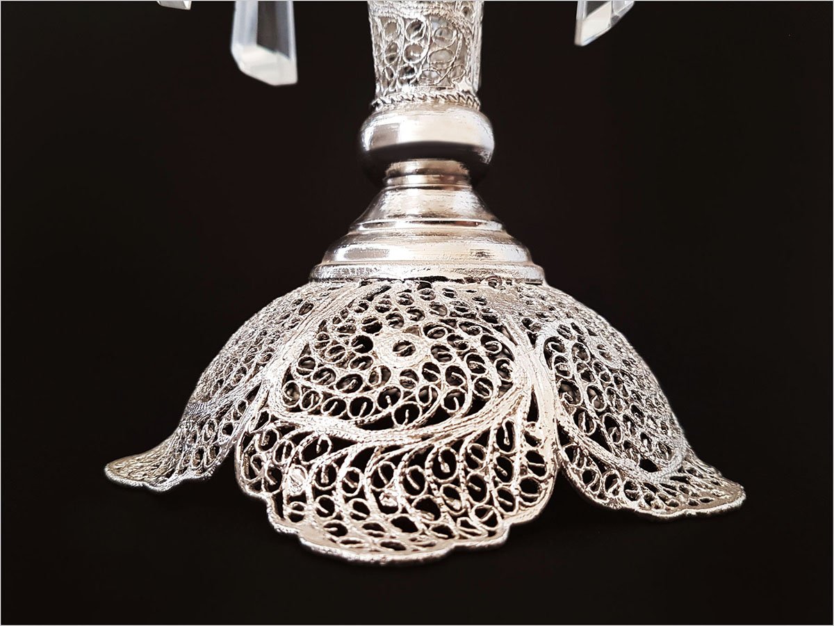Silver-coated Filigree Candleholder from Isfahan