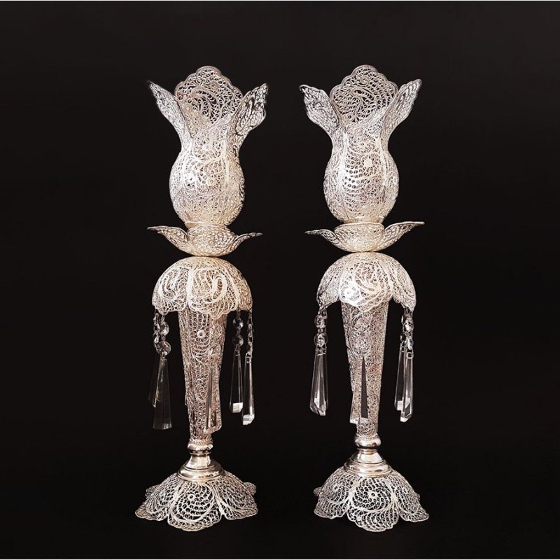 Silver-coated Filigree Candleholder from Isfahan