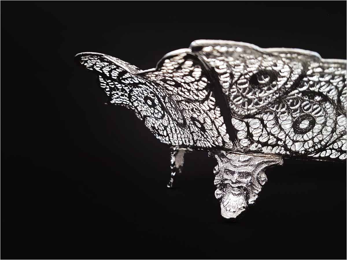 Craftestan's intricate silver-coated filigree tea tray from Isfahan