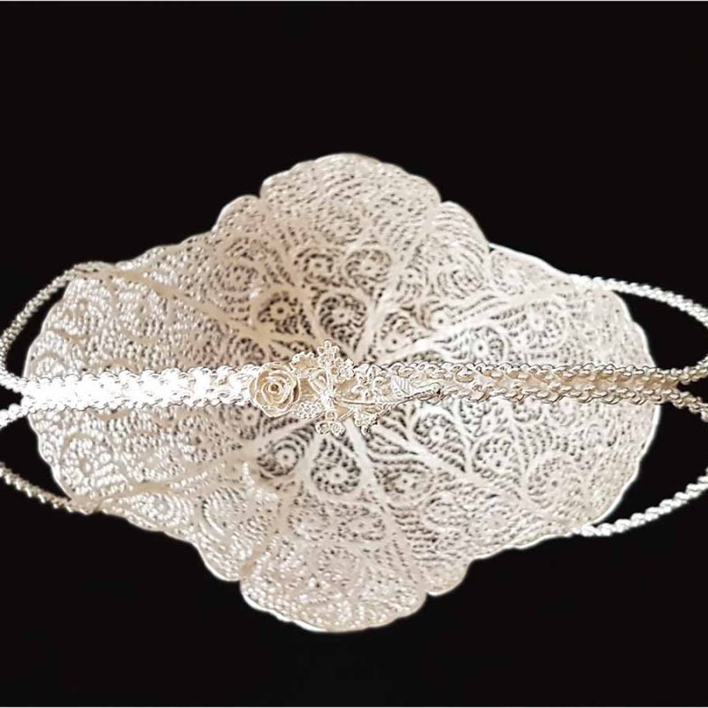 Silver filigree candy dish with basket-shaped handle from Craftestan's collection