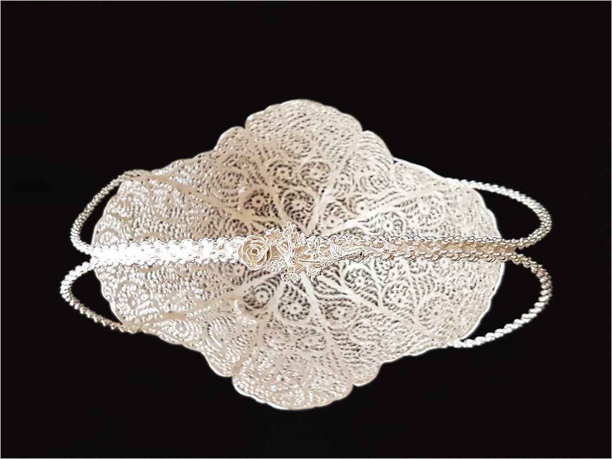 Silver filigree candy dish with basket-shaped handle from Craftestan's collection