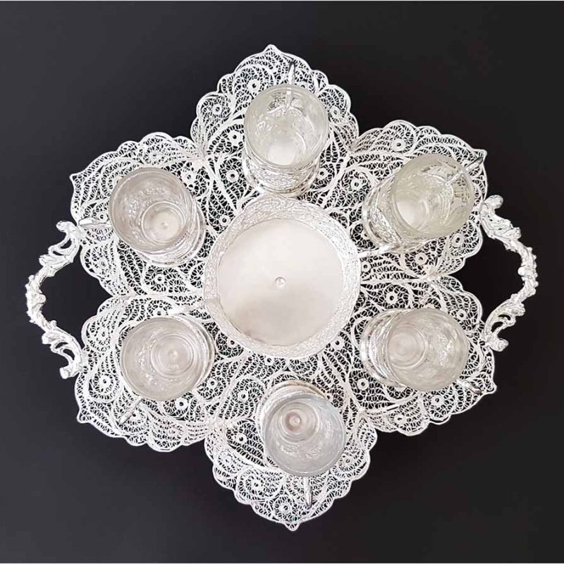 Exquisite Filigree Teaware Set with intricate designs from Craftestan
