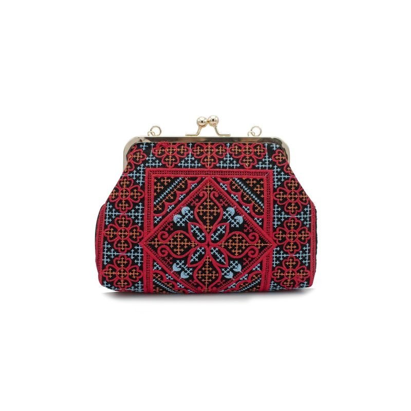 Baluchi embroidery crossbody bag featuring intricate Persian patterns, handcrafted by female artisans in Craftestan.