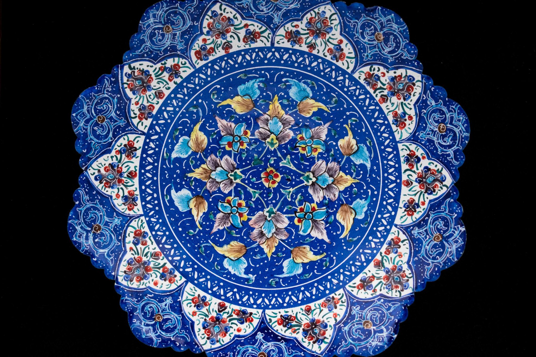 Persian Enamel Decorative Plate With Frame Floral Garden Craftestan