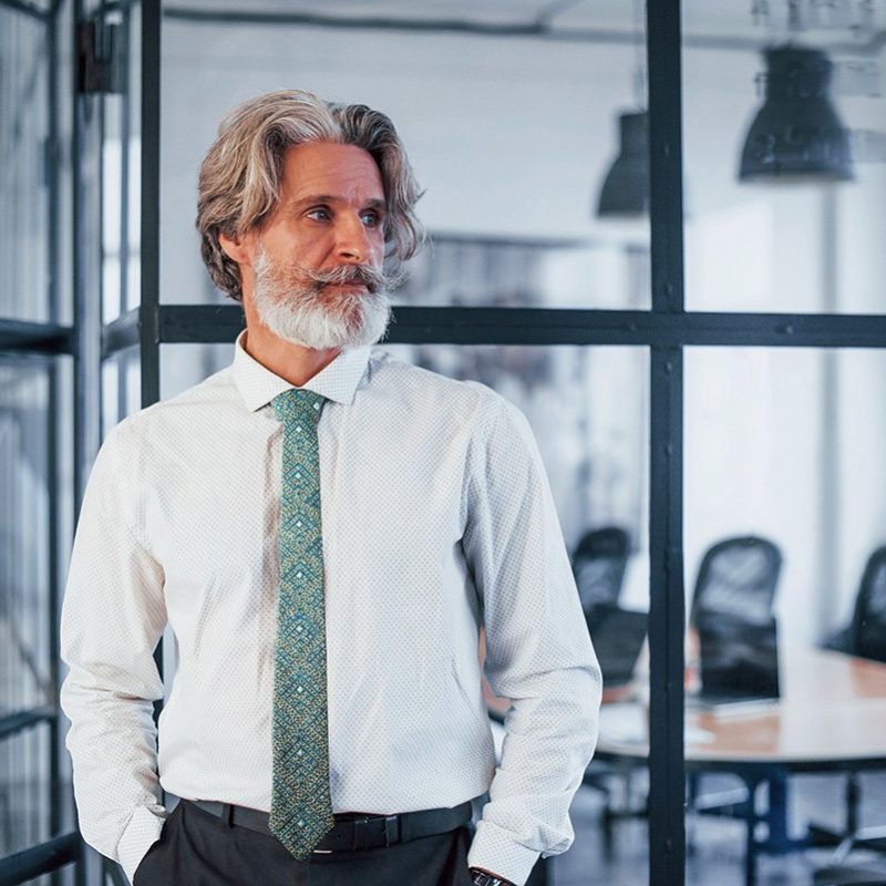 Hand-Embroidered Persian Tie - Azure Geometric Labyrinth Design - Elevate Your Style