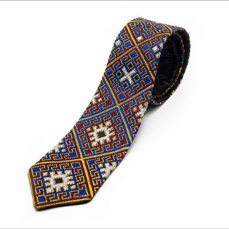 Persian Embroidery Tie Geometric Pattern Is Completely Made By Hand And Consists Of Five Different Colours