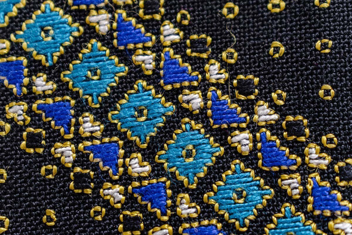 Black Geometric Hand-Embroidered Persian Tie - Elevate Your Style