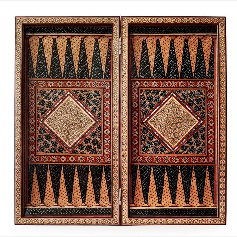 Alternative view of Persian Marquetry Backgammon / Chess Board - Diamond