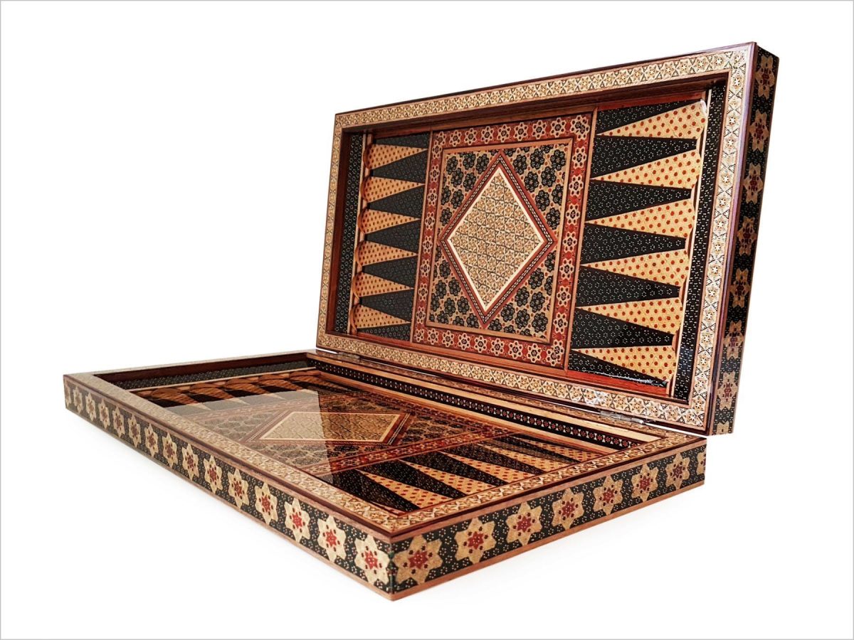 Persian Marquetry Backgammon / Chess Board - Diamond - Image 4