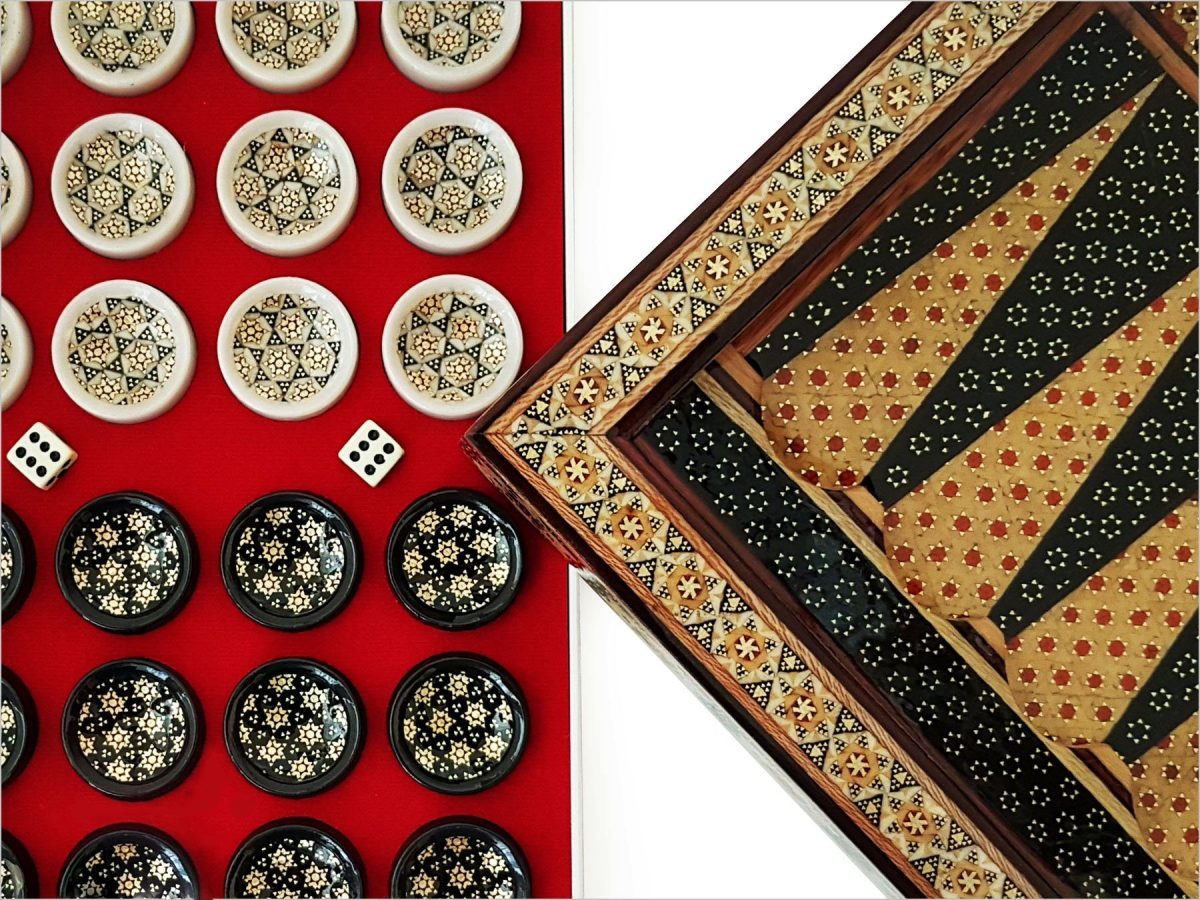 Persian Marquetry Backgammon / Chess Board - Diamond - Image 5
