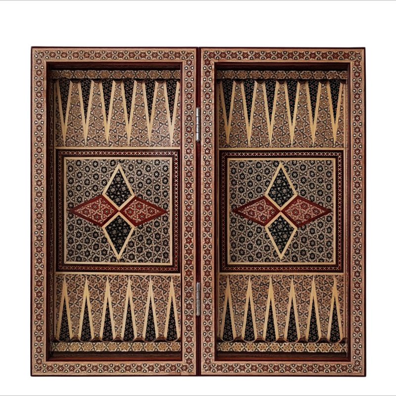 Alternative view of Persian Marquetry Backgammon / Chess Board - Geometric