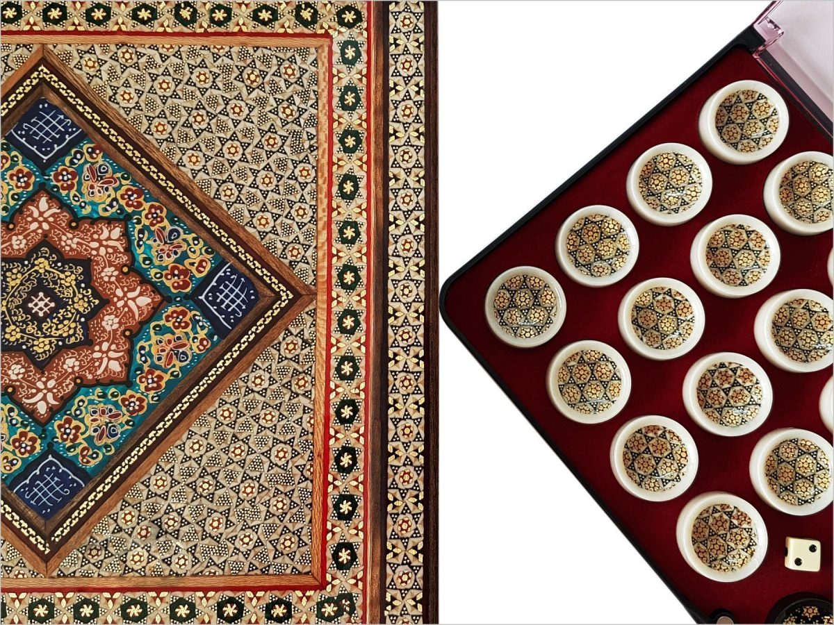 Persian Marquetry Backgammon / Chess Board - Miniature Painting - Image 5