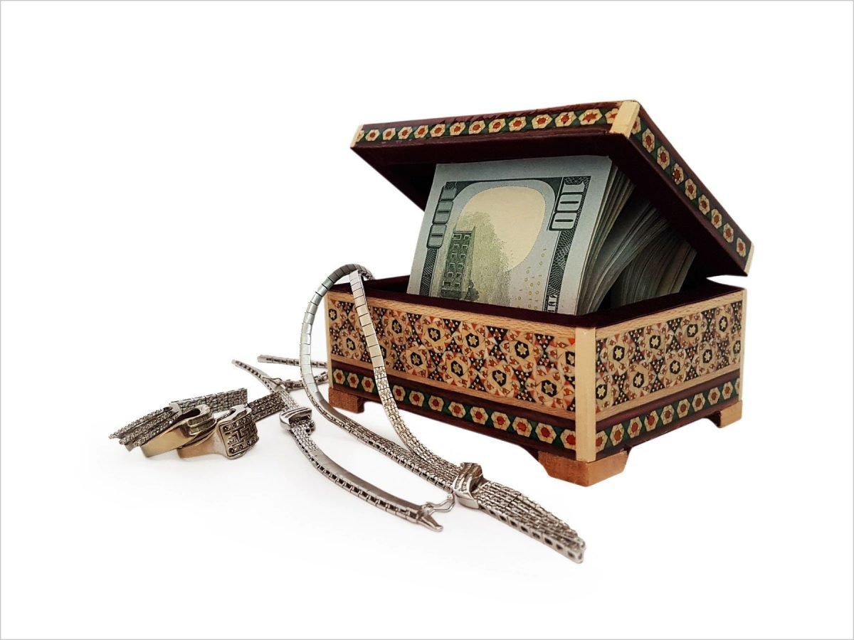 Persian Marquetry ( Khatam ) Jewellery Box - Square - Image 5