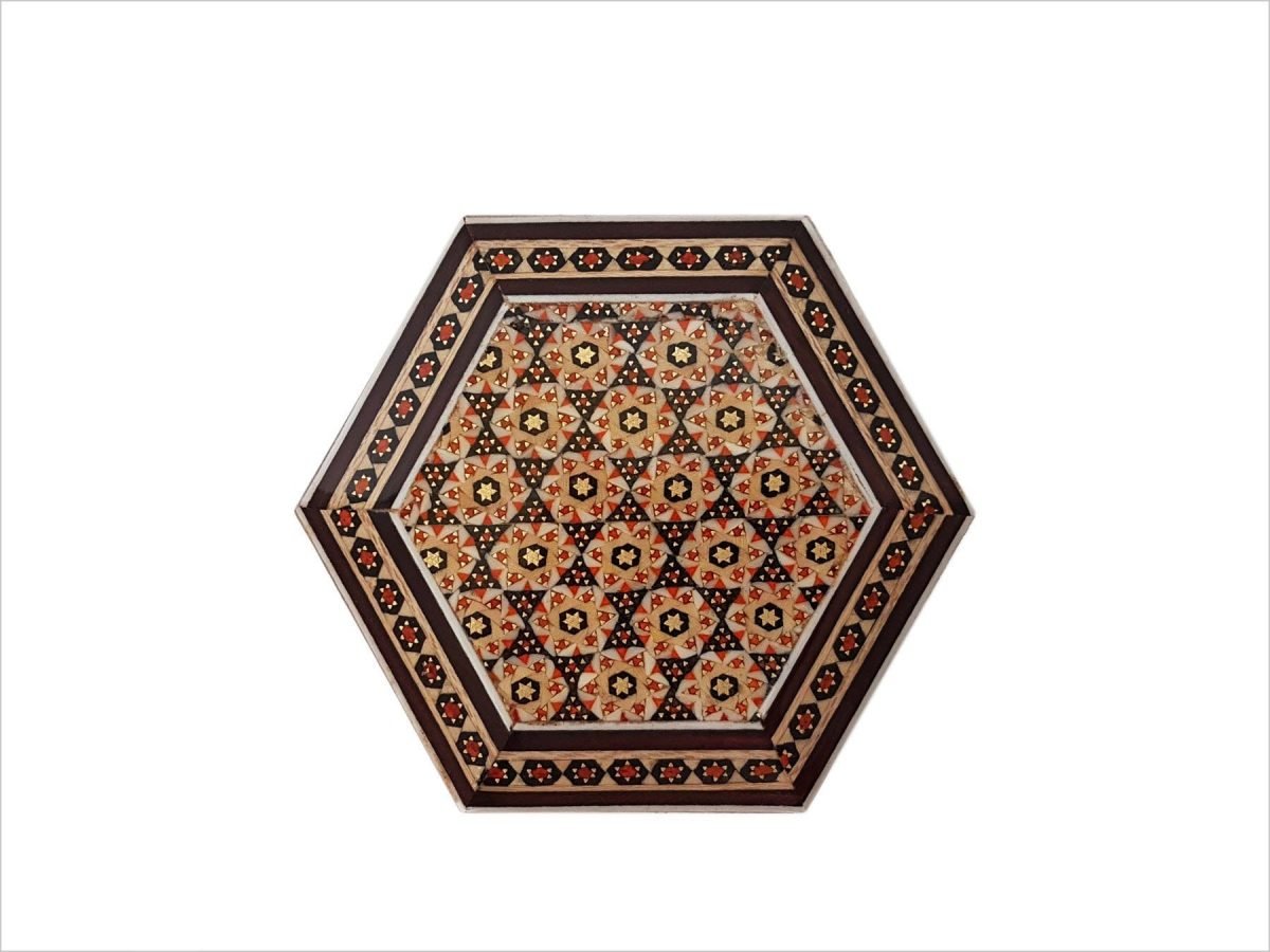 Persian Marquetry ( Khatam ) Jewellery Box - Hexagon