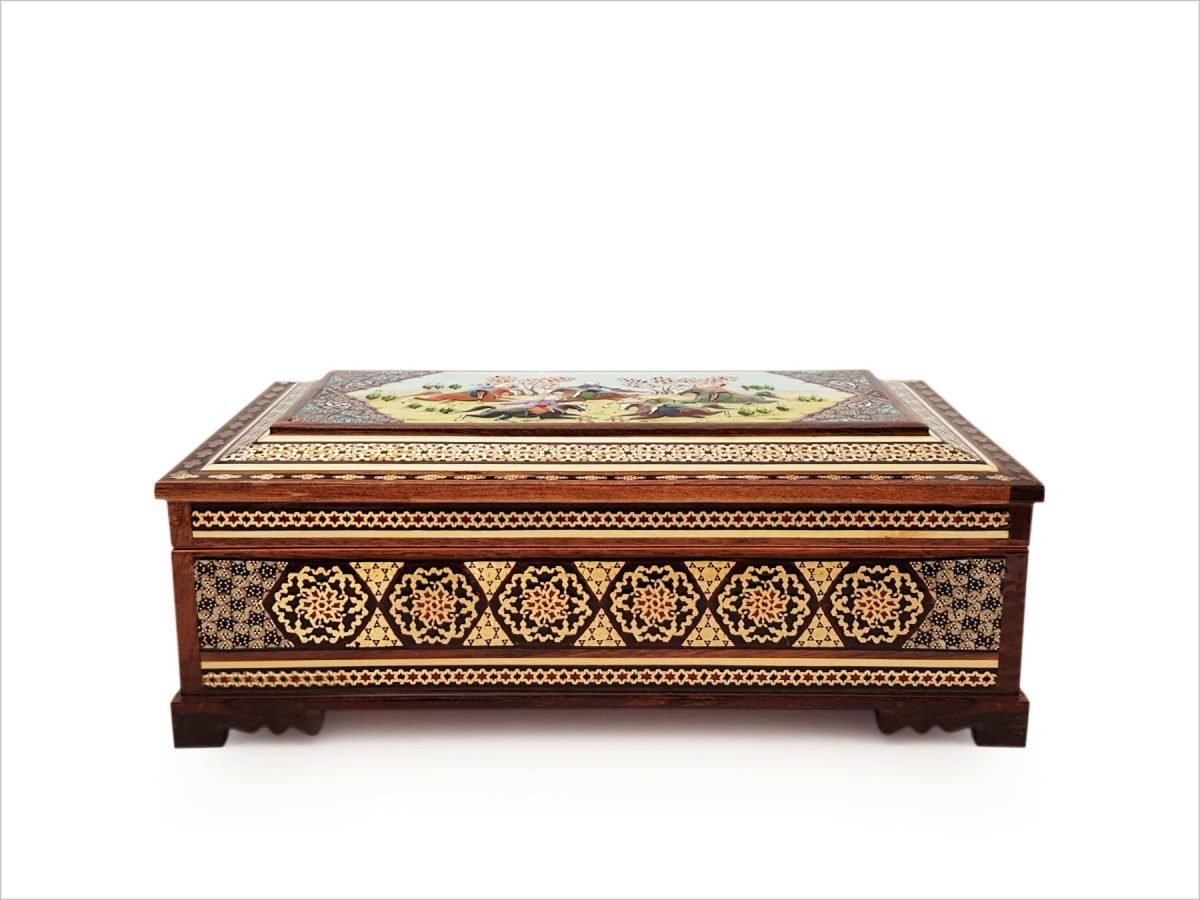 Exquisite Persian Marquetry ( Khatam ) Jewellery Box - Polo - Image 2