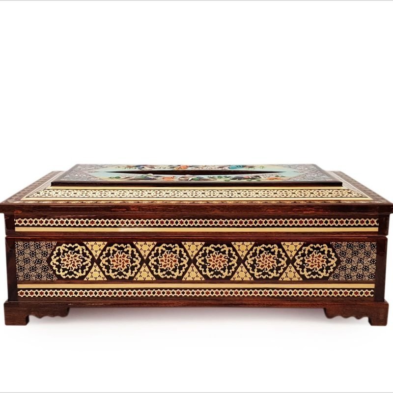 Alternative view of Exquisite Persian Marquetry ( Khatam ) Napkin Box - Polo & Hunting