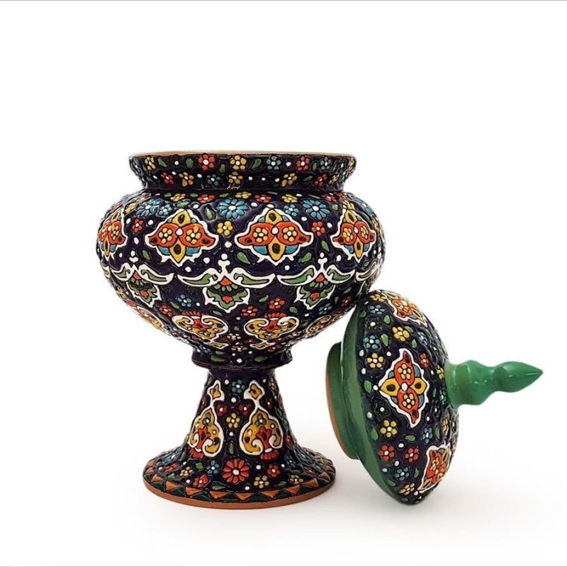 Alternative view of Persian Enamel Pottery Candy Pot - Floral