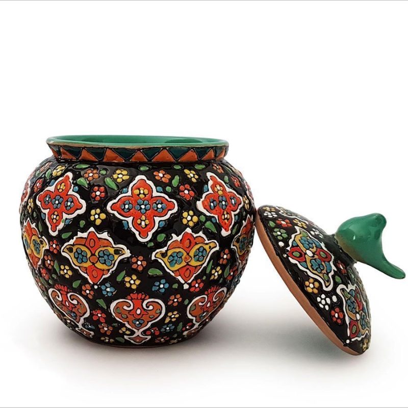 Alternative view of Persian Enamel Pottery Candy Pot - Nightingale