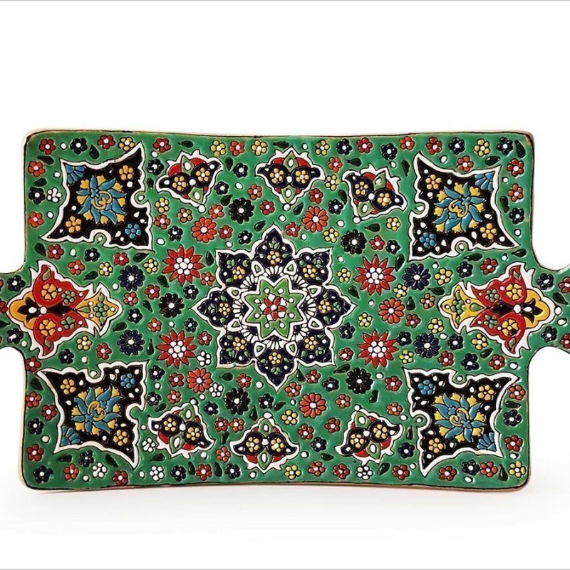 Persian Enamel Pottery Tray - Pomegranate