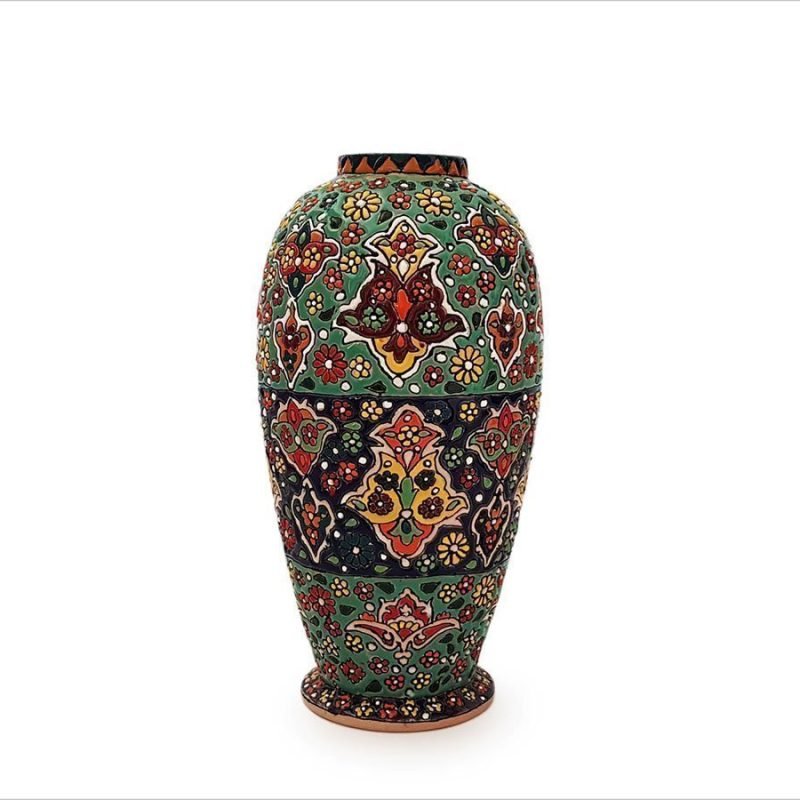 Persian Enamel Pottery Vase - Oriental Garden