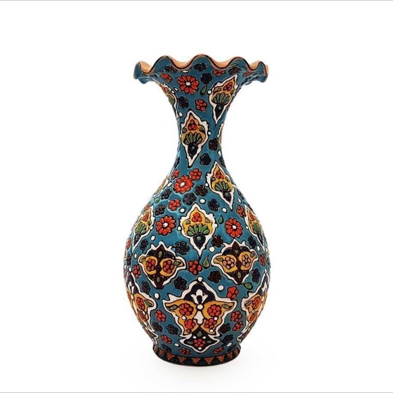 Alternative view of Persian Enamel Pottery Vase - Underwater Floral