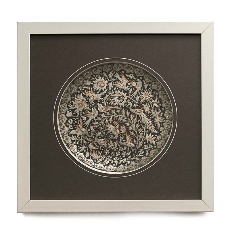 Handmade Persian Garden Metal Art showcasing the charm of Persian gardens and the intricate art of toreutics, created by Craftestan's skilled artisans.