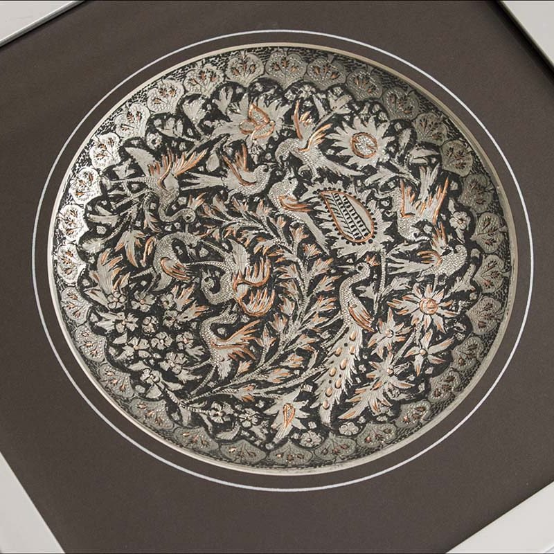 Handmade Persian Garden Metal Art showcasing the charm of Persian gardens and the intricate art of toreutics, created by Craftestan's skilled artisans.
