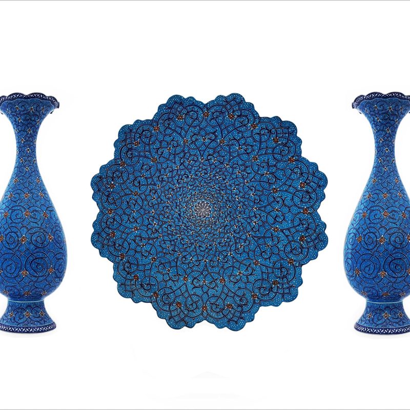 Persian Enamel Collection - Decorative Plate & Vases