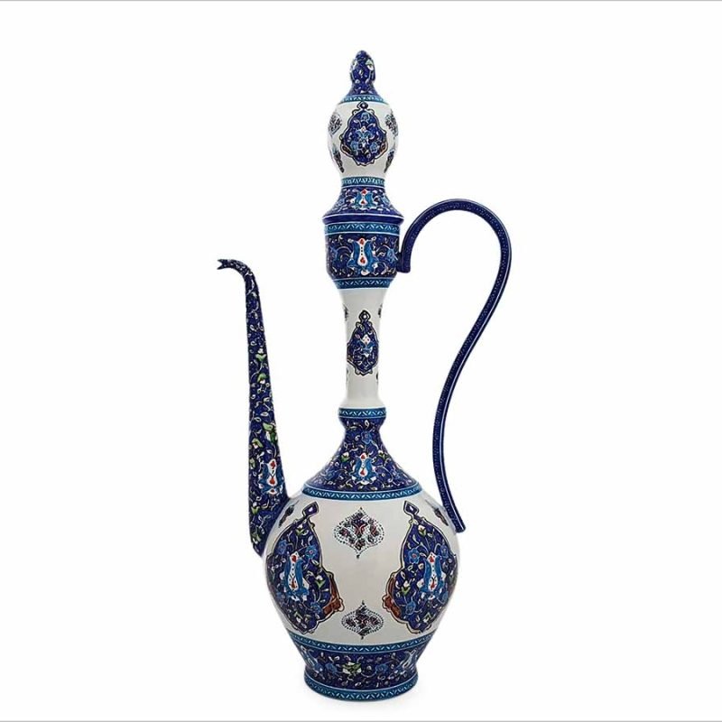 36 cm tall Exquisite Enamelled Rosewater Sprinkler with bergamot designs, handcrafted in Isfahan.